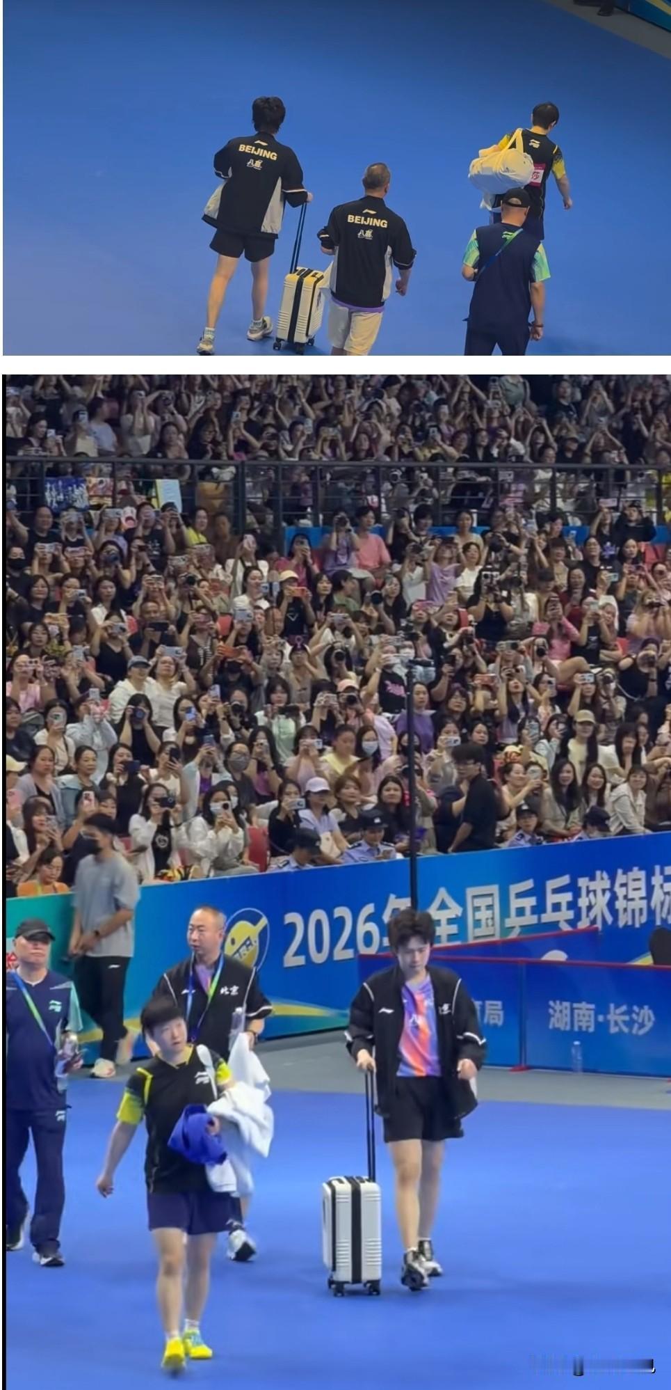 两位恩师陪着自己的爱徒离场了。
莎头混双不敌王艺迪/袁励岑组合，无缘全锦赛混双决