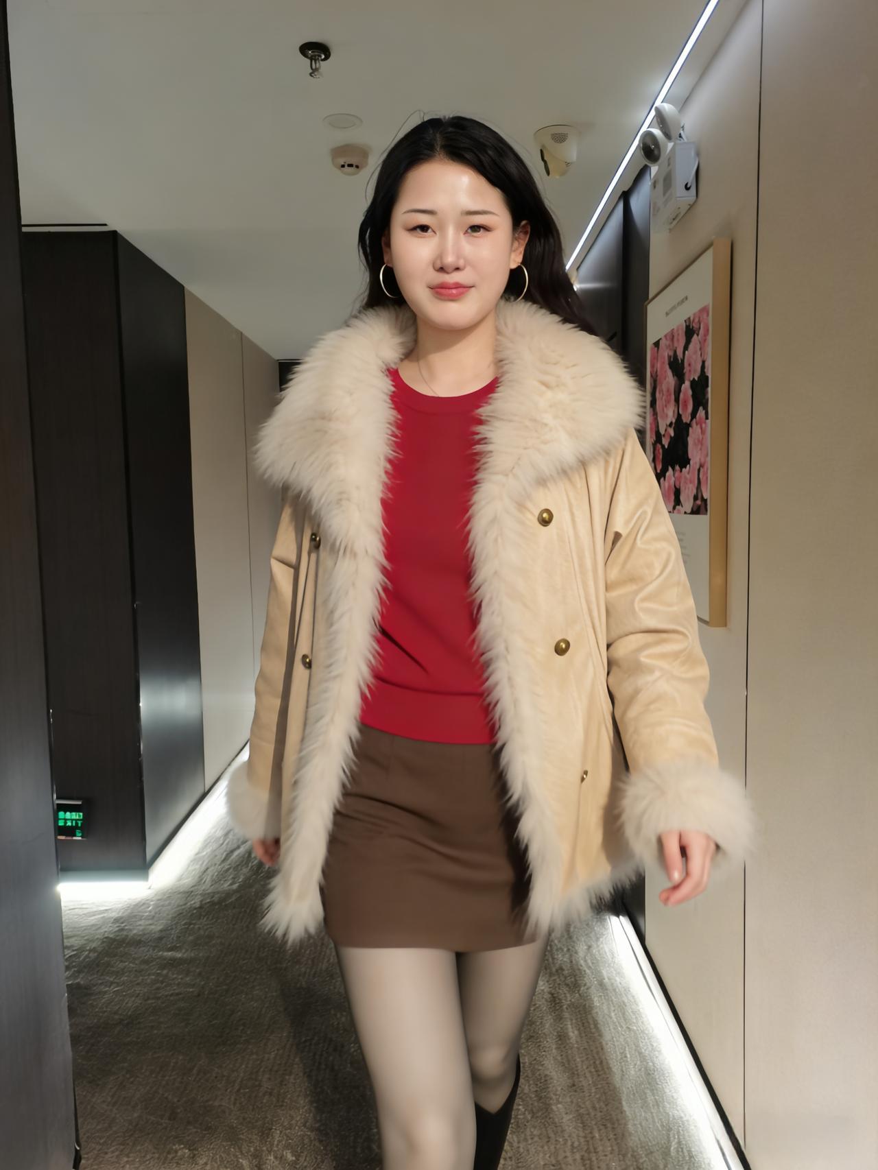 软裘轻裹玉肌温，红袂添香映月痕。
一笑倾城春意暖，何须风雪染芳魂。