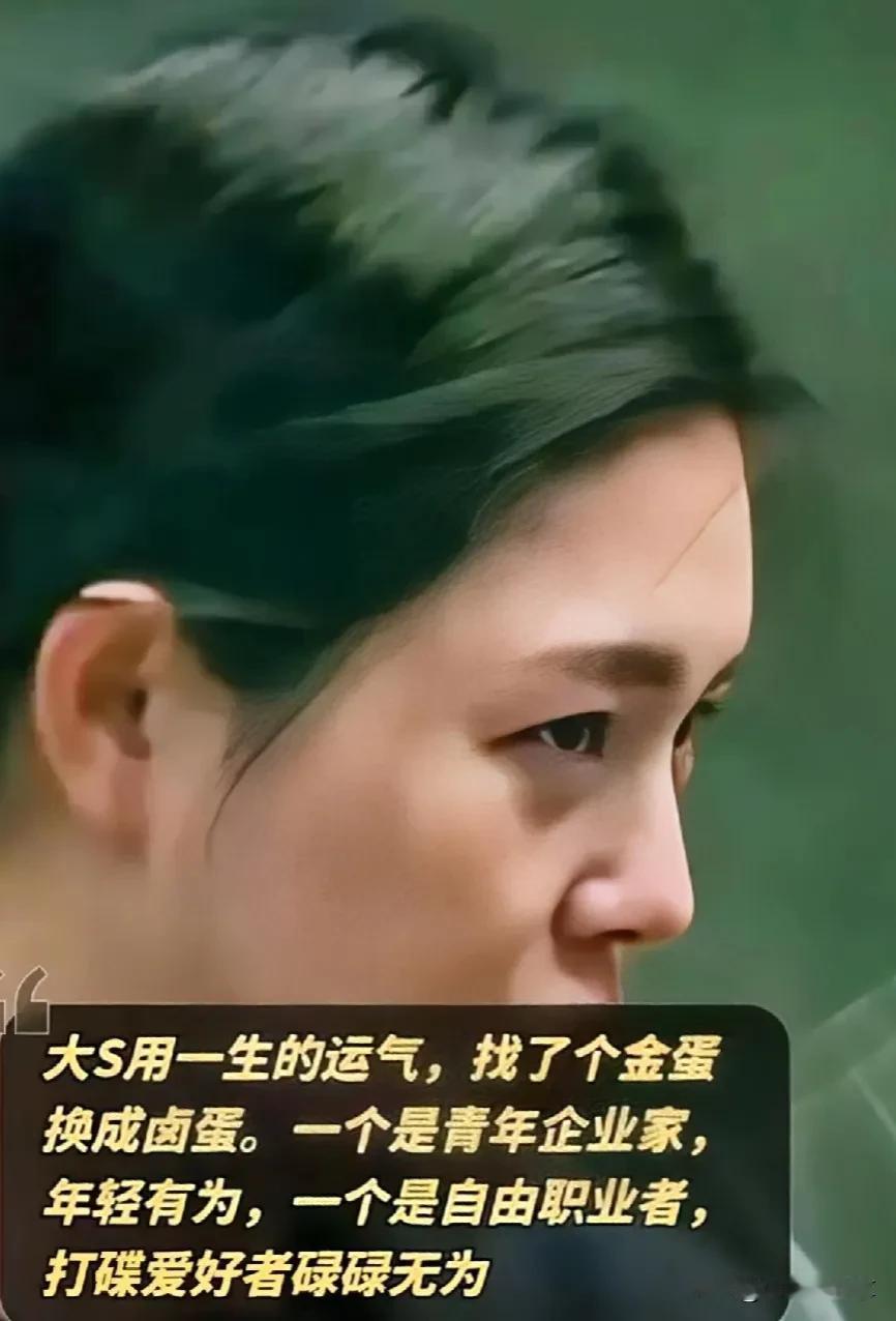 大S用一生的运气，找了个金蛋，换成卤蛋，大S的美好理想是同时拥有两个老公，一个负