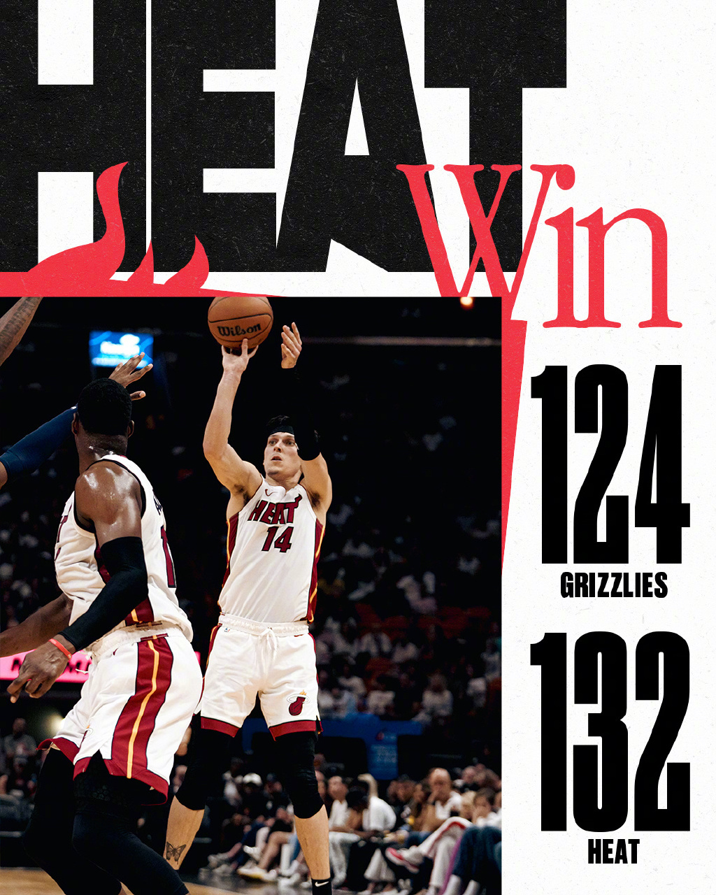 #灰熊vs热火##NBA季前赛# 全场比分：灰熊124-132热火热火：希罗30