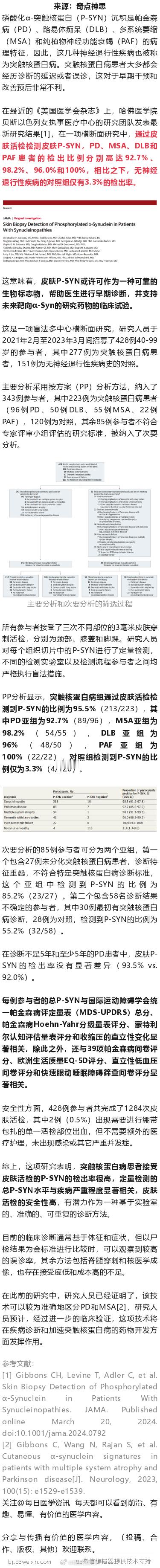 JAMA重磅：帕金森病等神经退行性疾病，或可通过皮肤检测！ ​​​