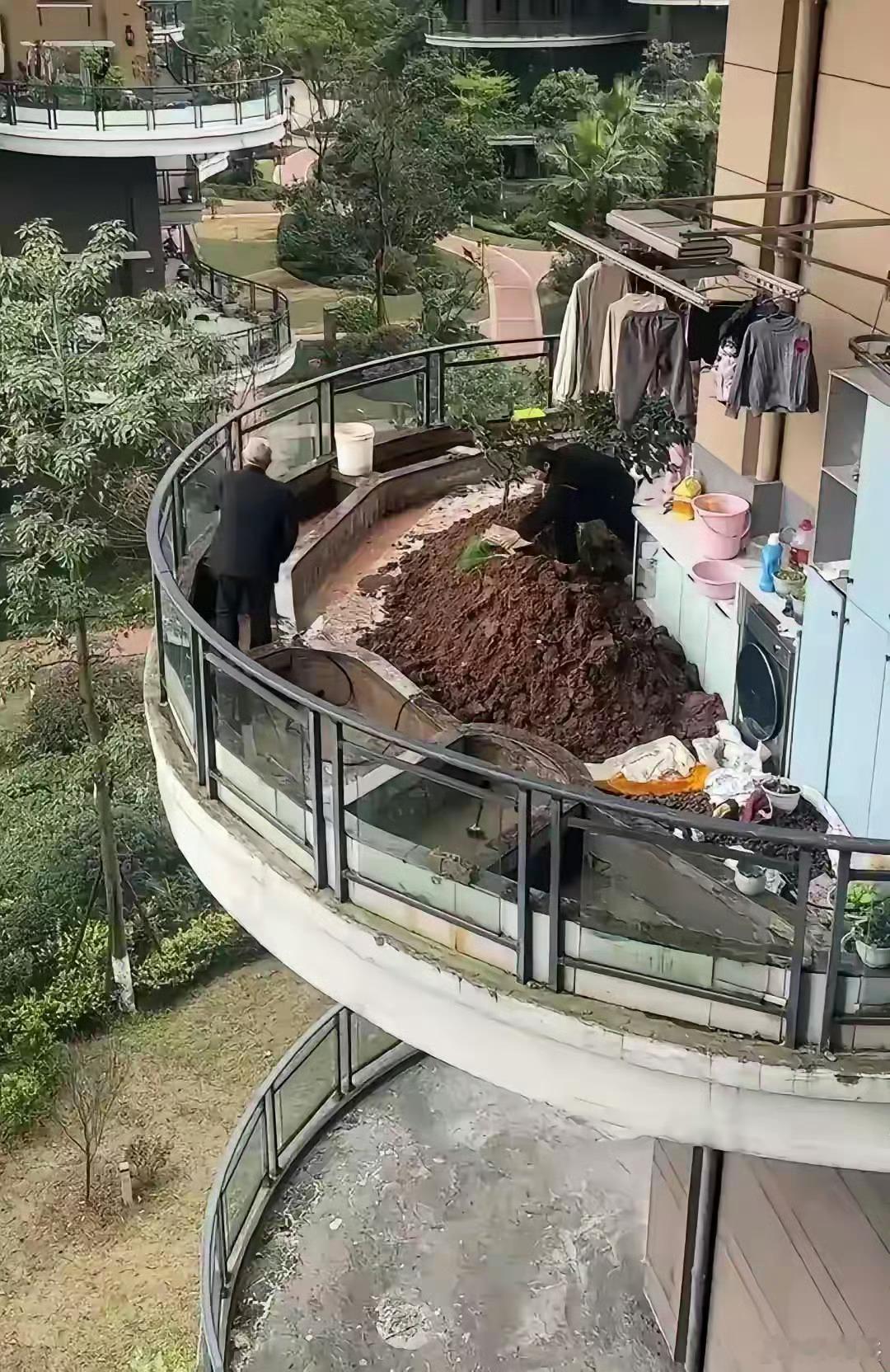 大露台就是好，想干嘛就干嘛，种花种草没问题，还能改成游泳池~~~但会不会塌啊？[