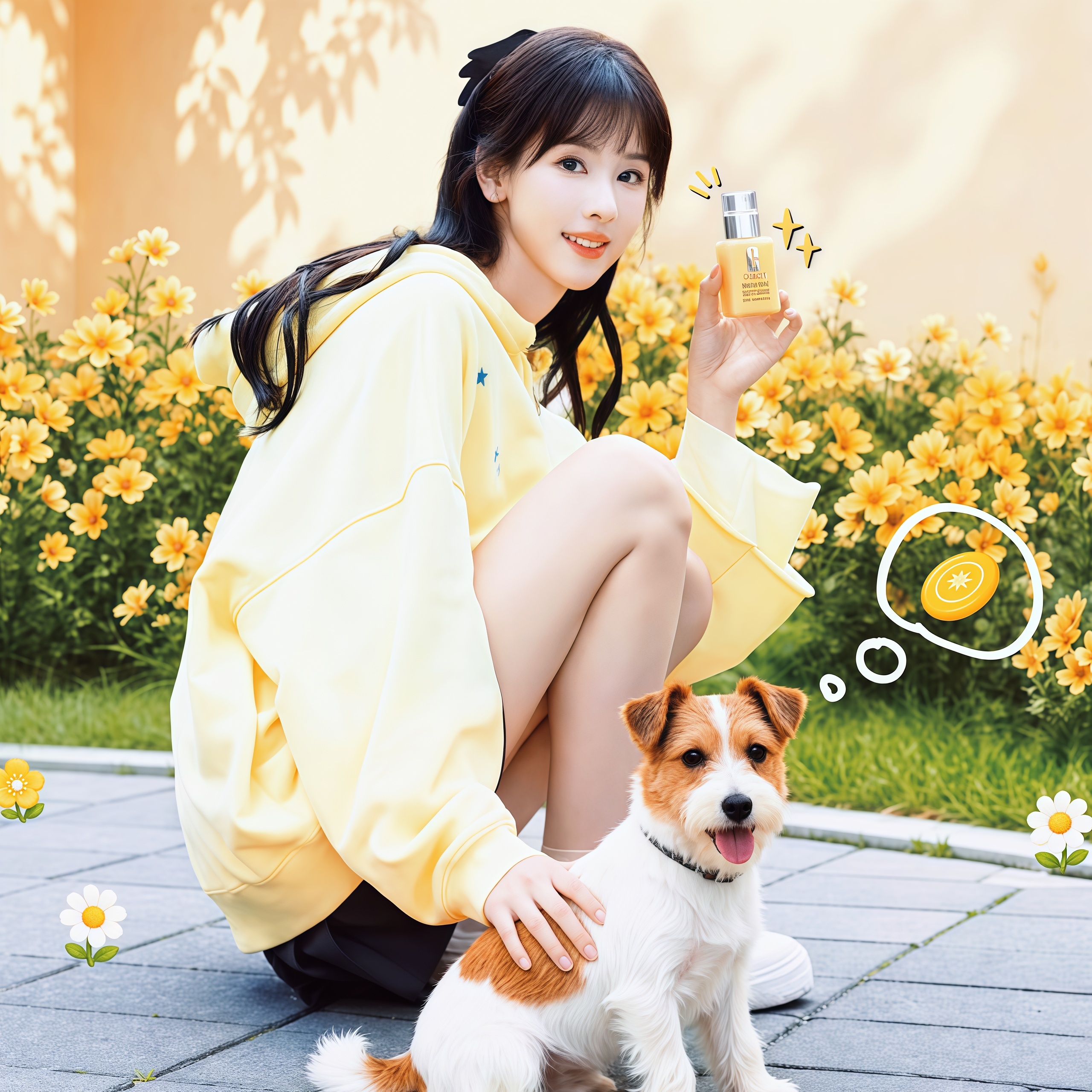自修陈都灵可爱壁纸更新好喜欢女神与小狗在一起的画面简直太养眼了，好温馨啊！  专