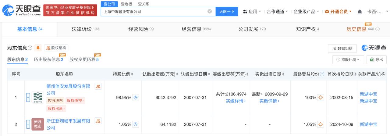 绿城中国退股上海中瀚置业

天眼查App显示，近日，上海中瀚置业有限公司发生工商