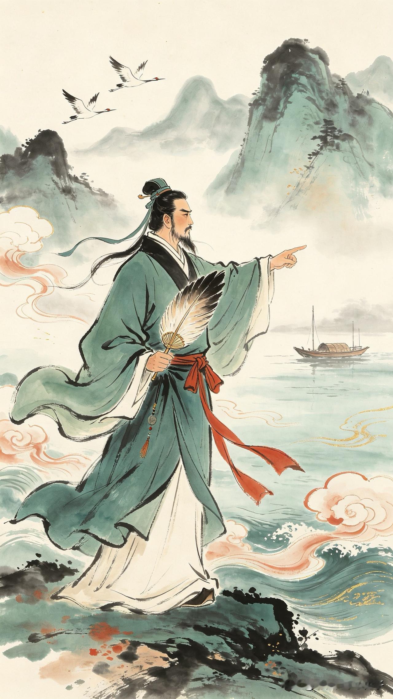 空城一曲退雄师，
羽扇轻摇算未迟。
三顾恩深酬国士，
        
…………