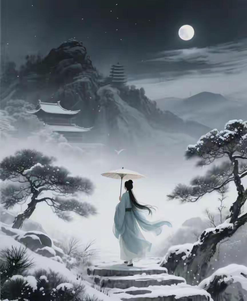 平平仄仄）松间问鹤，
仄仄平平）岭上询樵。
横批：《问鹤与询樵》