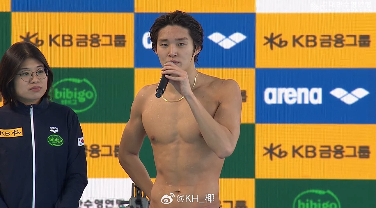 韩国游泳锦标赛 男1500自快组决赛金禹旻 14:54.38 