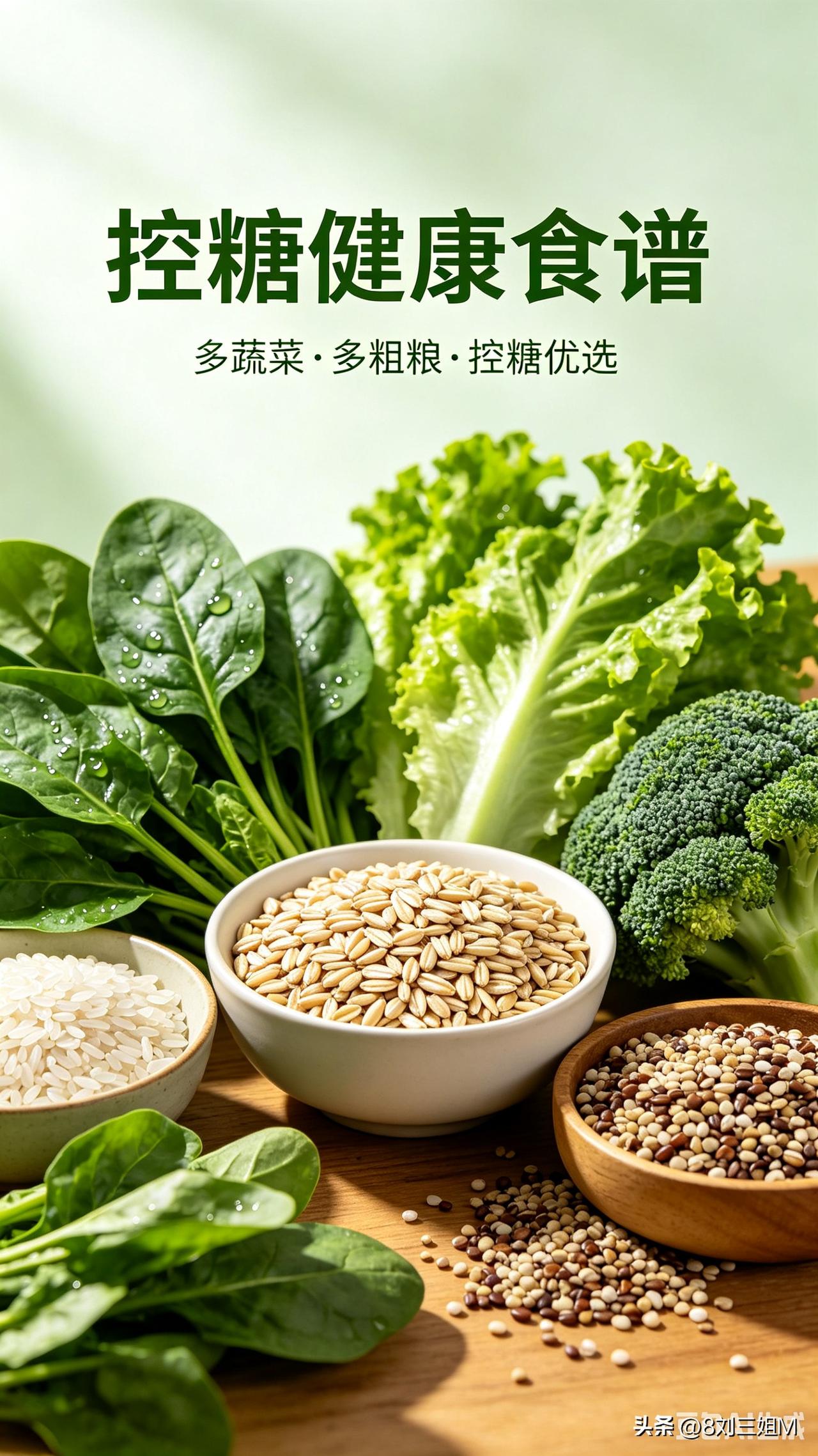 日常多吃粗粮绿叶菜，清淡饮食有效平稳血糖
