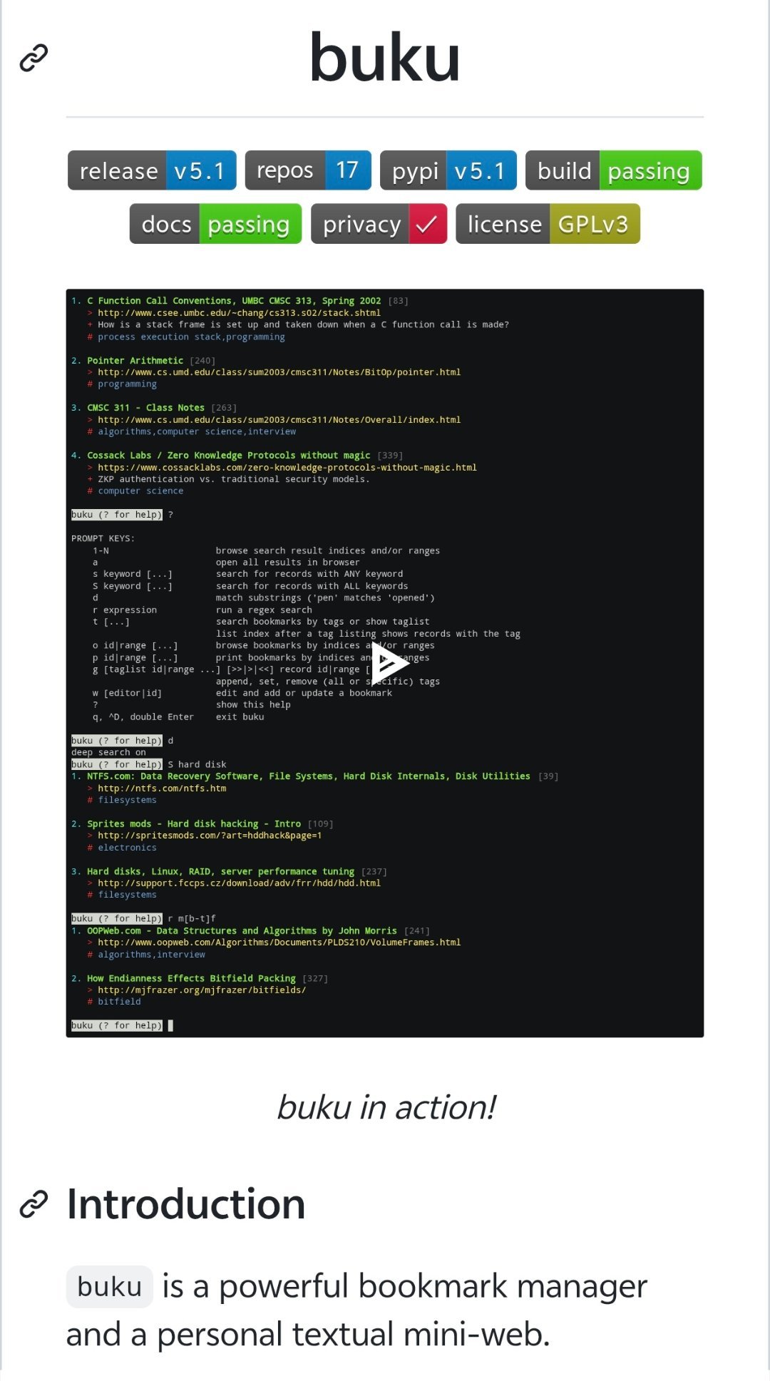 很多人收藏了大量网页链接，但浏览器书签栏堆积太多，查找又慢、管理又繁琐。buku