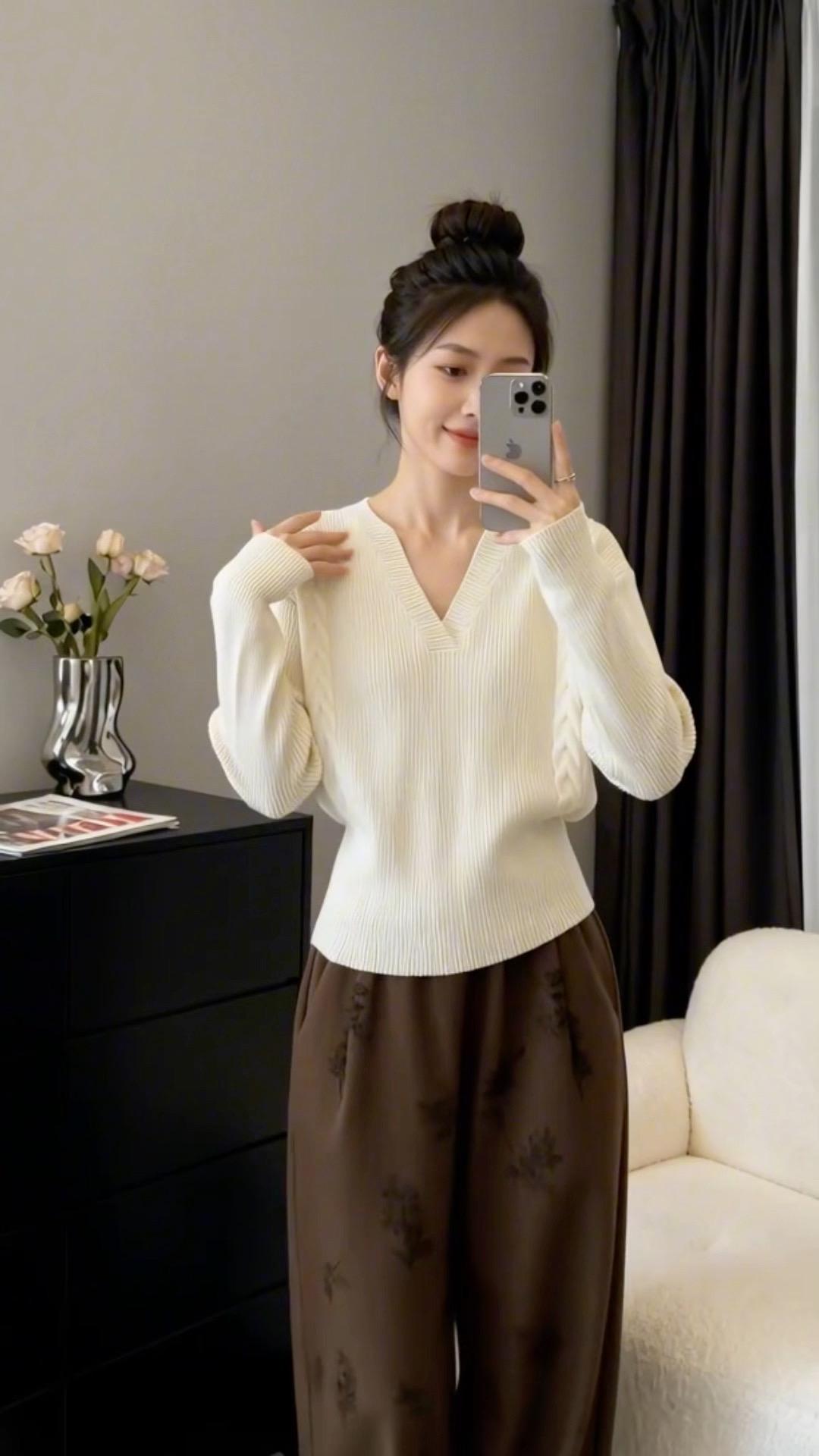 温柔穿搭 文艺穿搭 时尚打底衫 上衣穿搭 慵懒风穿搭