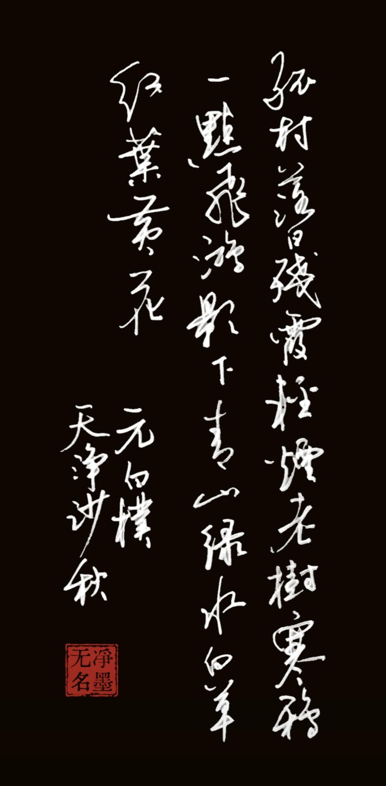 看一看豆包的点评:
硬笔版与黑底白字的效果版对比，线条的质感表现不同：硬笔草稿的