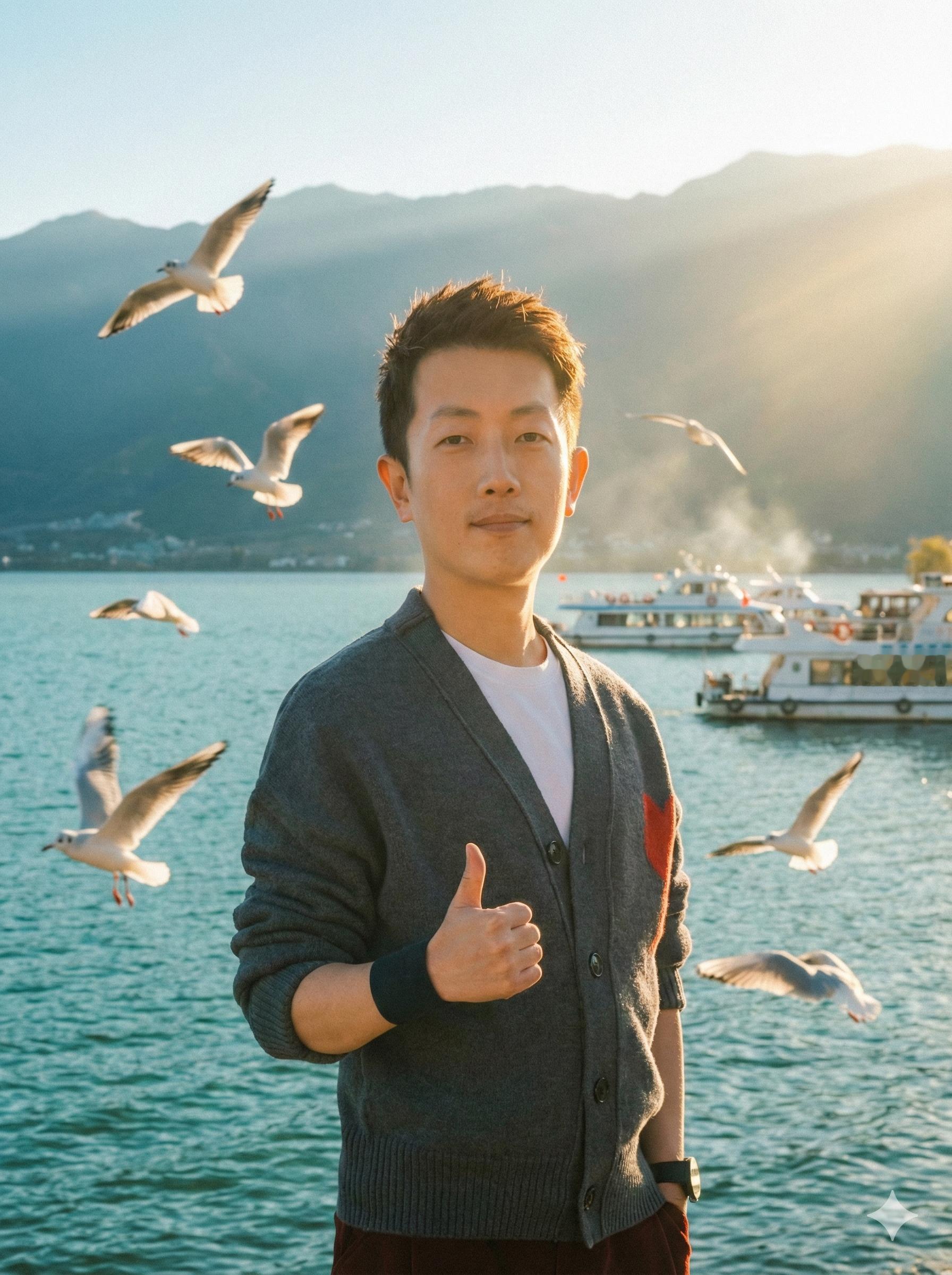 我使用同一套提示词分别换用三个模型生成一个海边照片，大家觉得哪个效果好？图1 ，