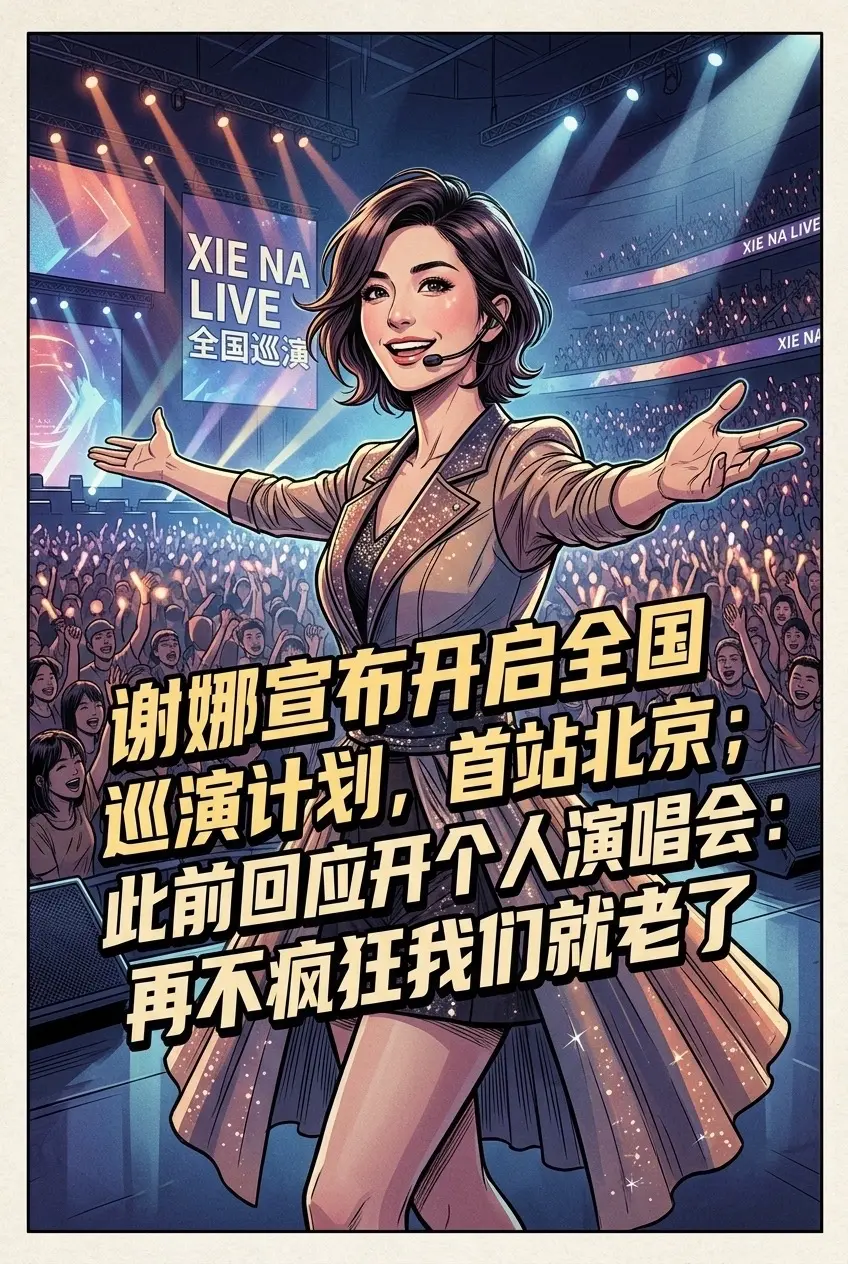 谢娜宣布开启全国巡演计划，首站北京；此前。回应开个人演唱会：再不疯狂我们就老了