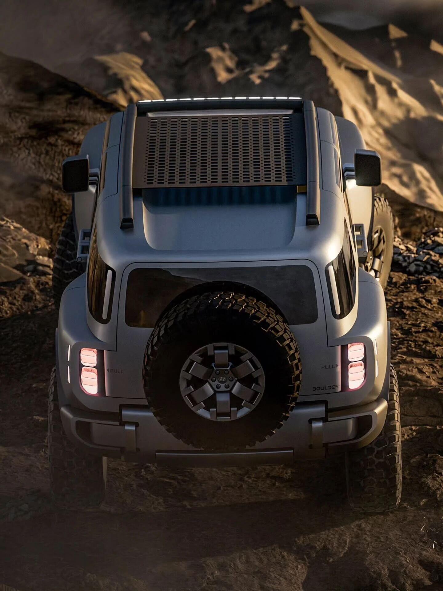 现代Boulder越野概念车 从手稿到实车，都很有辨识度有种烈马bronco加复