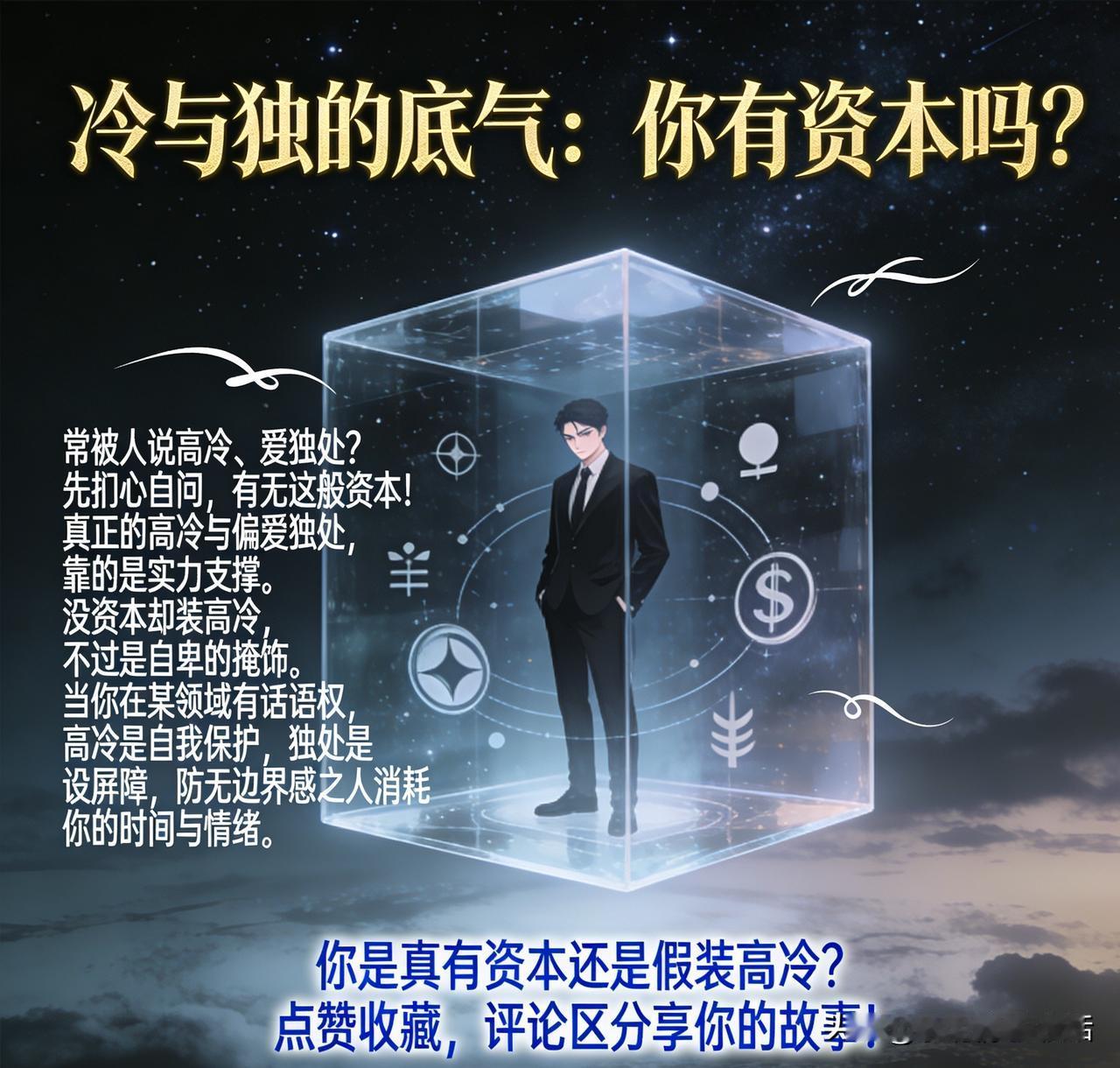 冷与独的底气：你有资本吗？
常被人说高冷、爱独处？先扪心自问，有无这般资本！
 