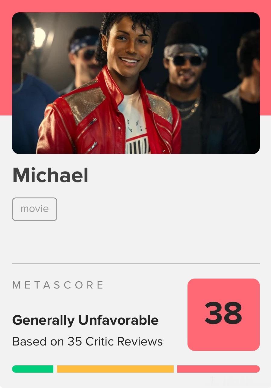 本周在内地上映的《迈克尔·杰克逊：巨星之路》媒体评分公开，烂番茄新鲜度30%，M