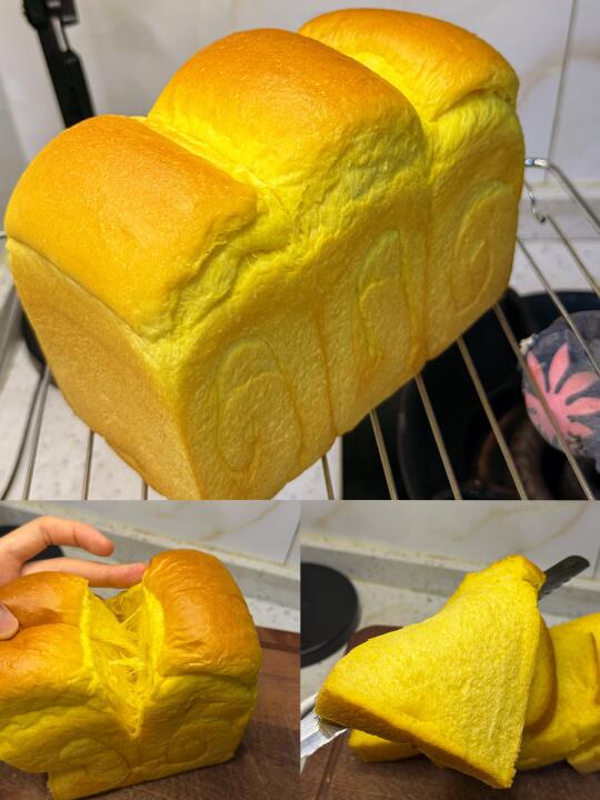 好喜欢金灿灿的南瓜吐司🍞一次发酵法