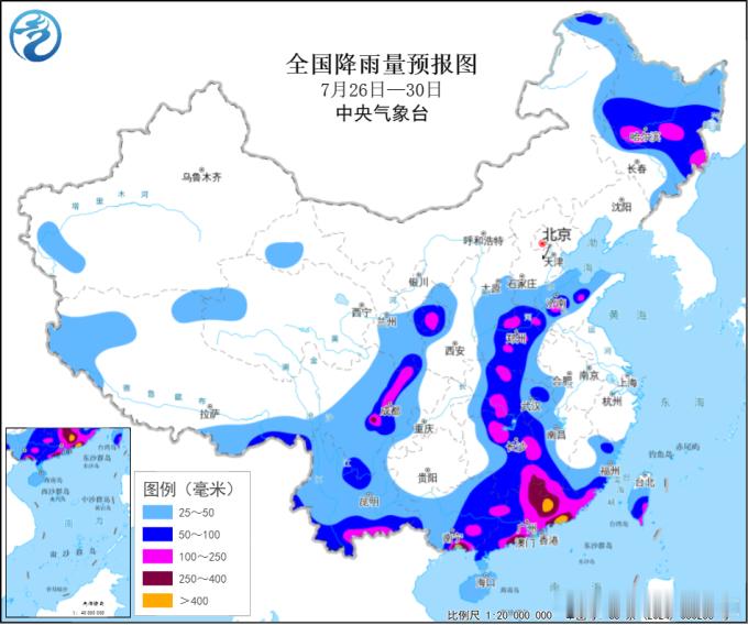 气象观察团 受“红霞”及西南季风影响，预计26-30日，华南、江南西部、江汉、黄