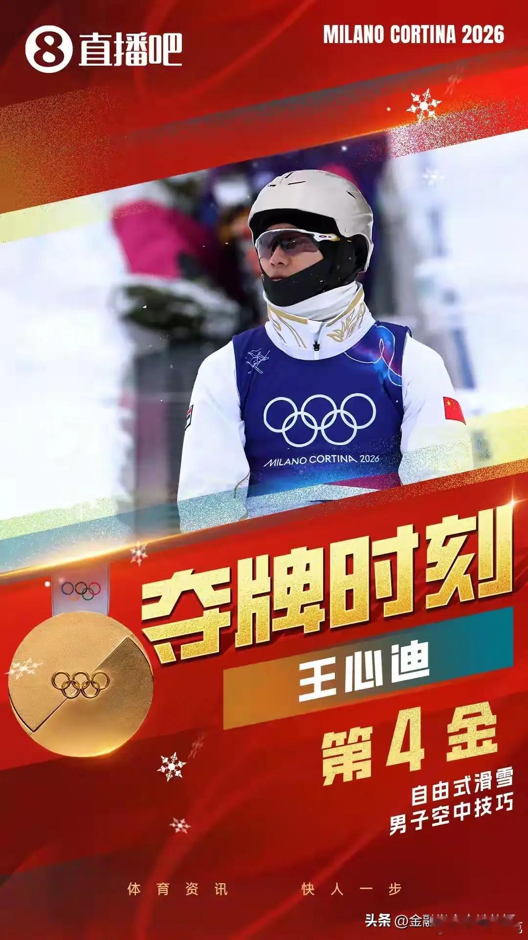 米兰冬奥会中国队夺得🉐第四金米兰冬奥会自由式滑雪男子空中技巧决赛两轮比拼结束，