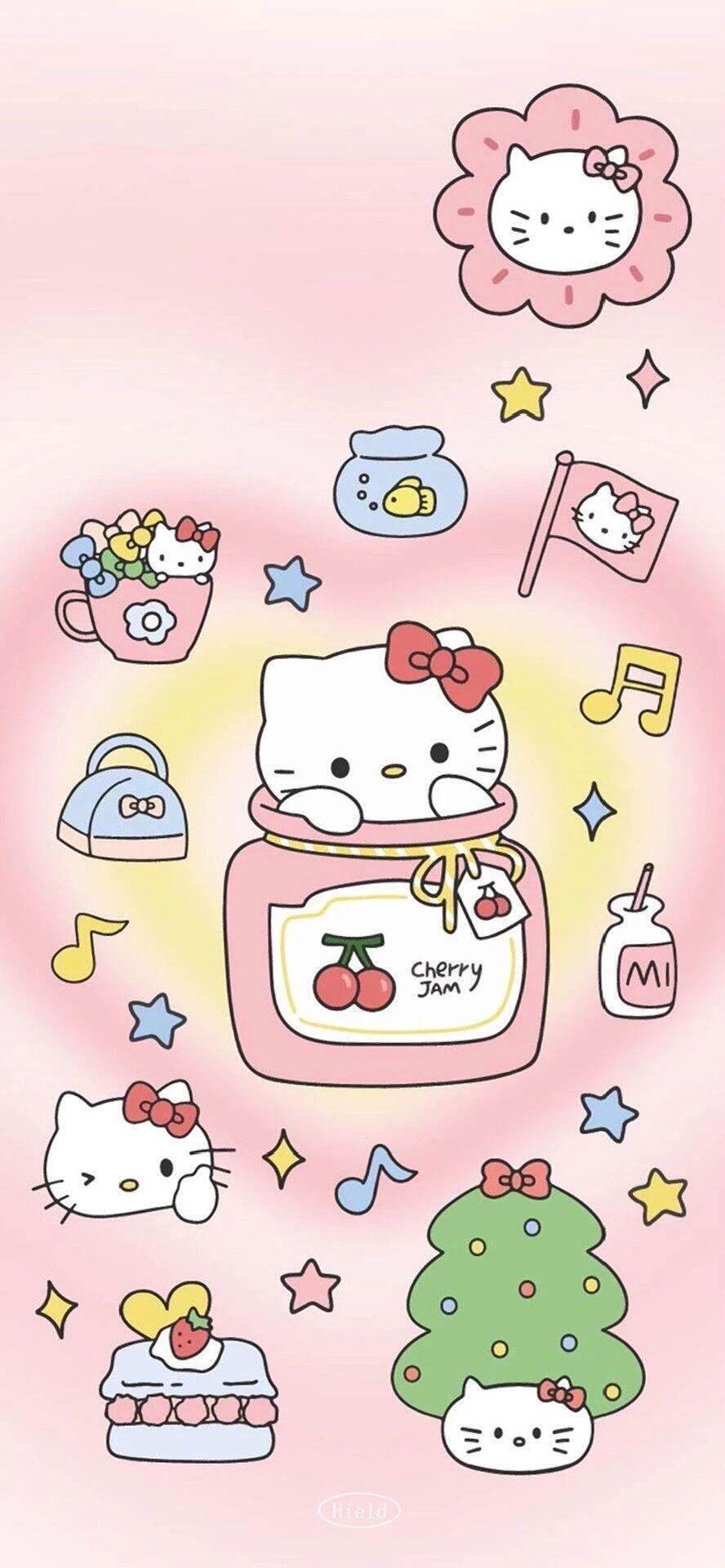 敲可爱的粉色kitty壁纸 