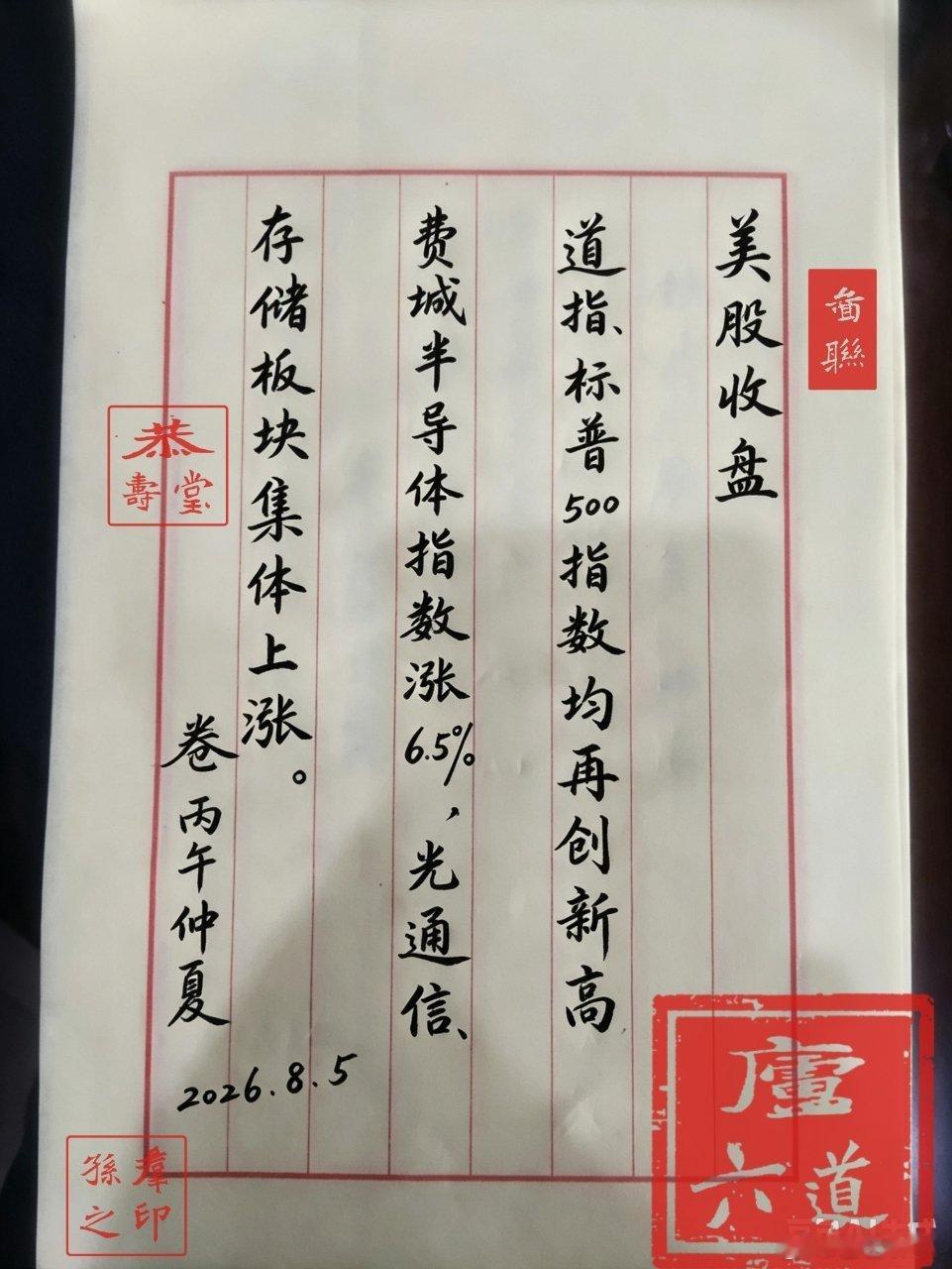 图片文字完整转录（竖排，从右往左读）美股收盘道指、标普500指数均再创新高费城半