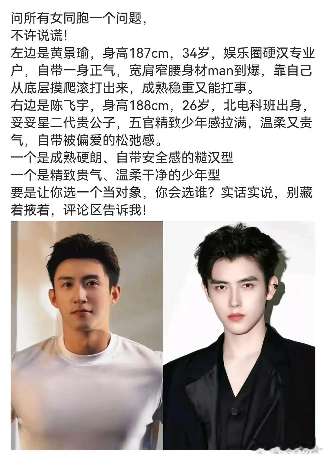 陈红点赞黄景瑜和陈飞宇谁更适合当对象的微博？🤣应该是手滑吧 