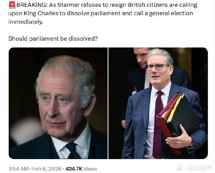 斯塔默拒绝辞职，英国民众呼吁查尔斯国王解散议会，以期尽快举行大选。 