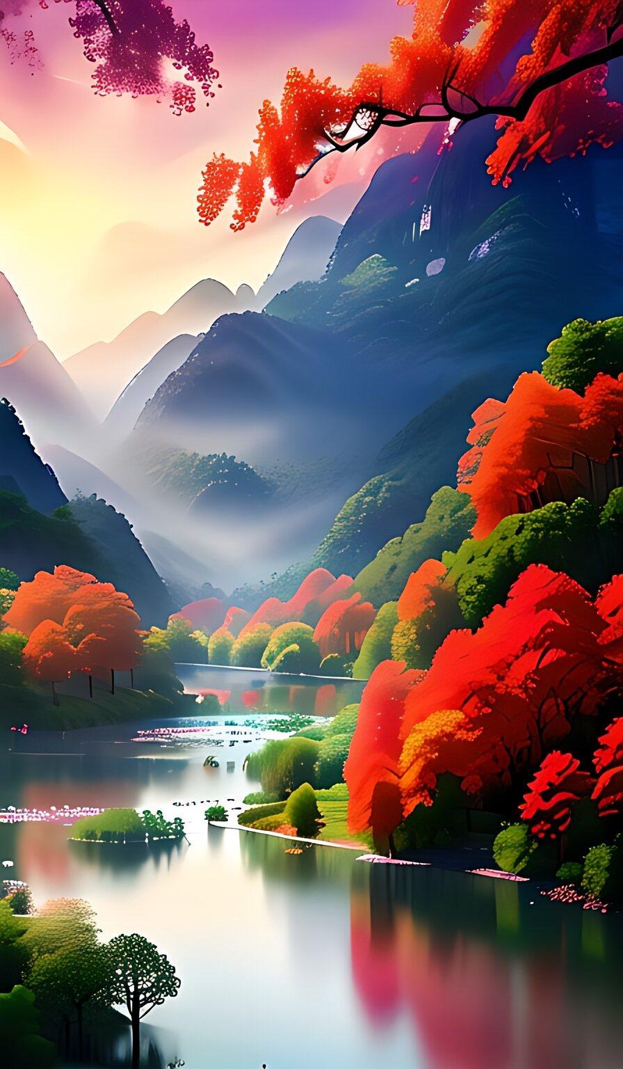 @我要上热门🔥涨粉 山水间的诗意画卷 天然山水画背景 锦绣山川之美 拒绝不了山