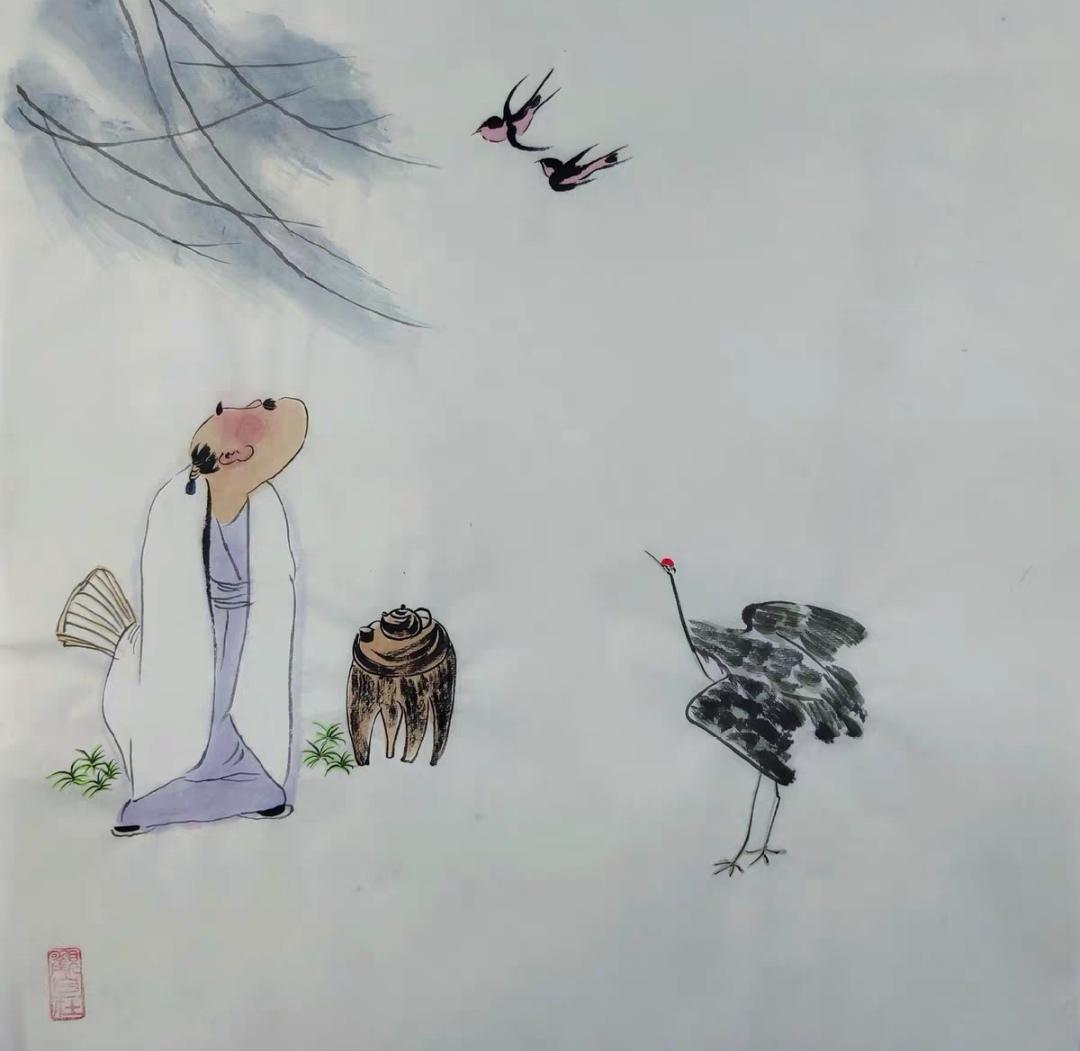 上联，？？？

下联，秋凉紫燕离旧巢，南方过冬