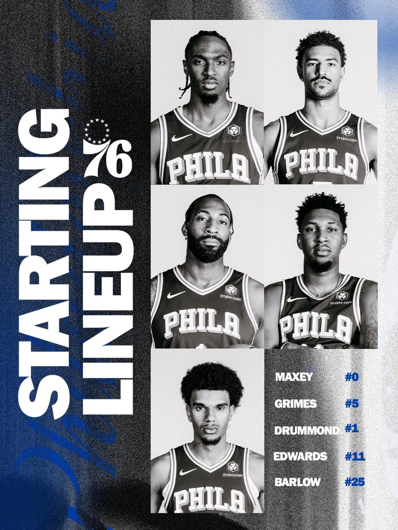 NBA杯小组赛第3场：76人vs魔术首发阵容名单：马克西、格兰姆斯、爱德华兹巴洛