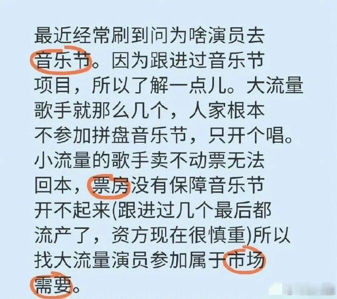 演员频现音乐节，流量加持引关注。或因歌手开唱少，主办方寻新招，演员粉丝共赴潮，现