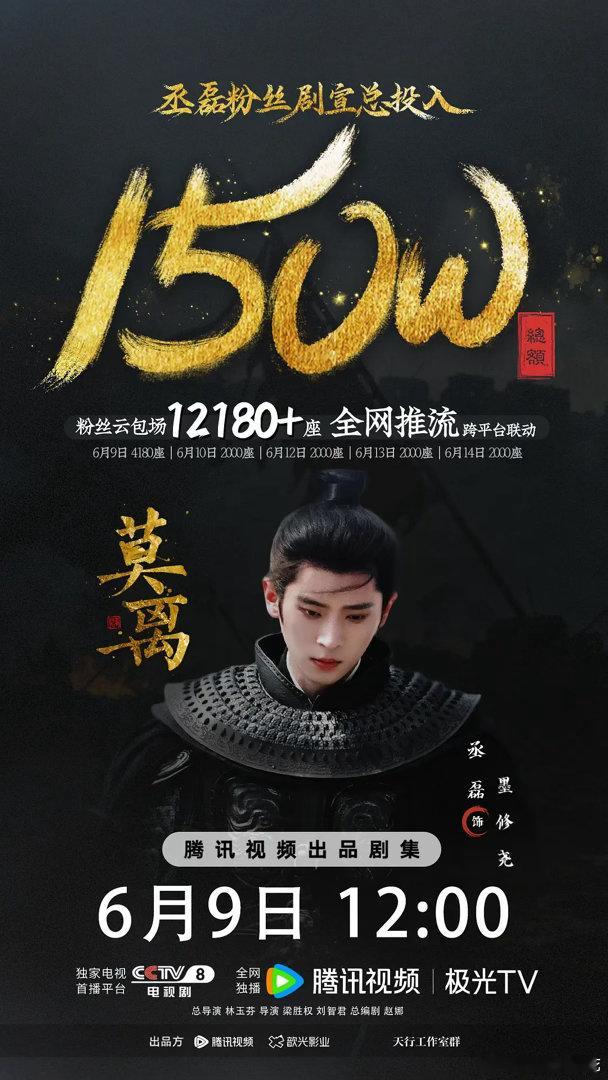 丞磊粉丝莫离剧宣投入150万，云包场12180+座 ，这真的不可谓是不尽力了吧这