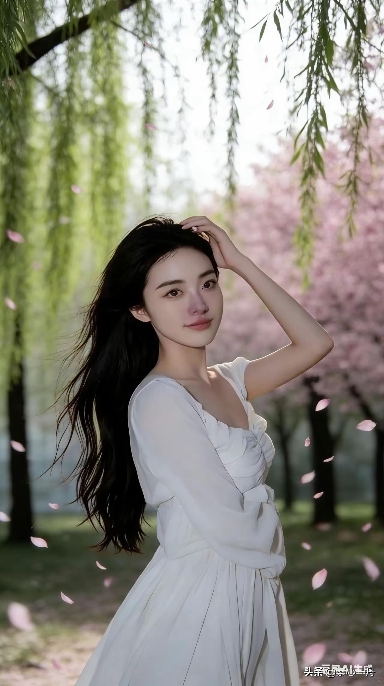 天净沙·樱春
莺啼燕语新柳，
芳菲竞绽枝头，
粉樱半掩娇羞。
春风轻透，
一庭柔