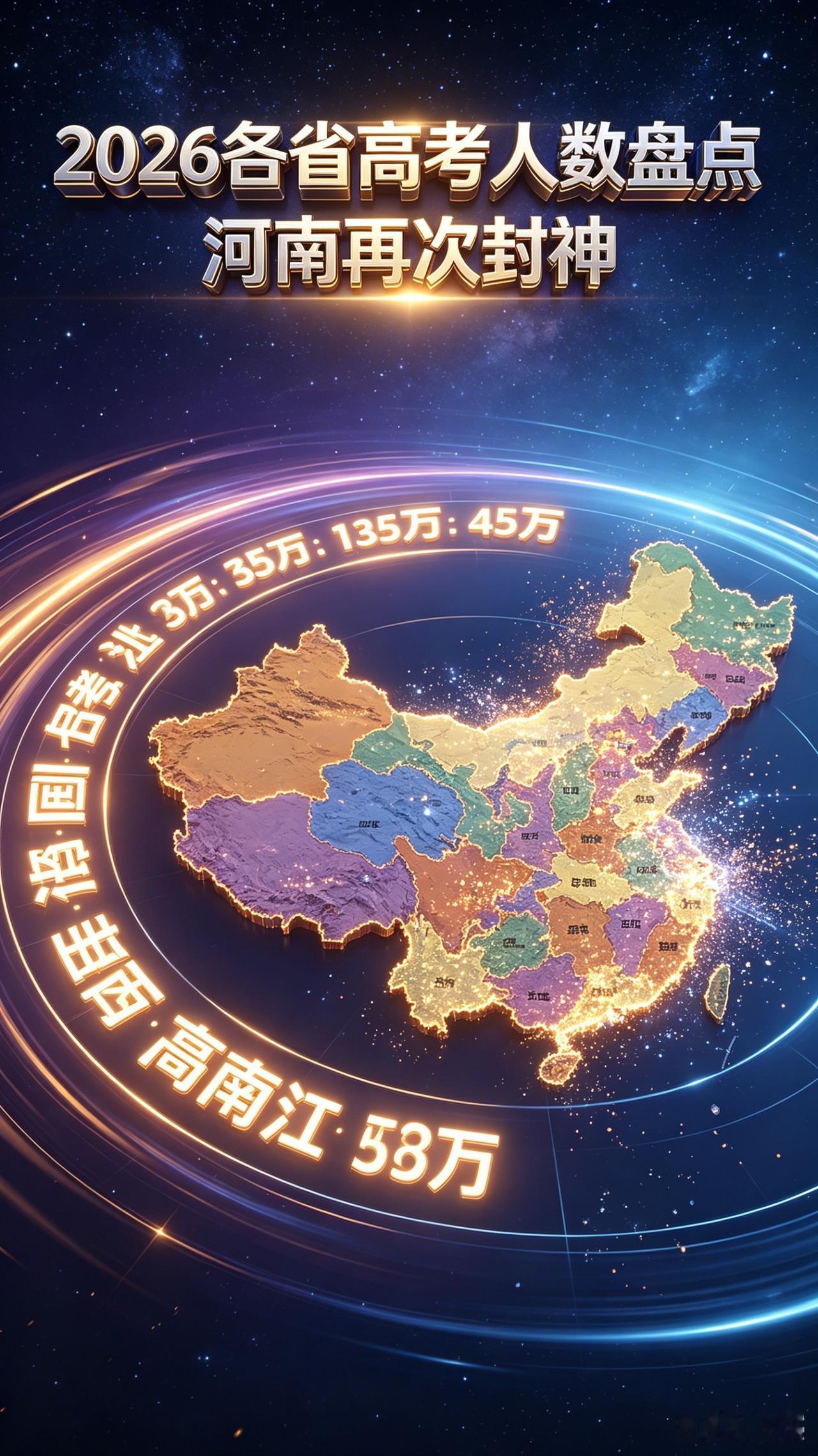 2026高考人数盘点，河南再次封神！📈📈📈