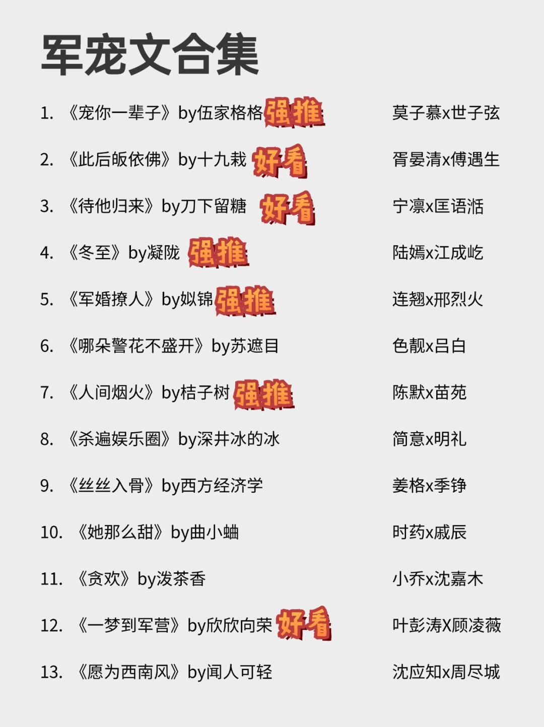 26本高质量军宠文合集，不负国家不负你
