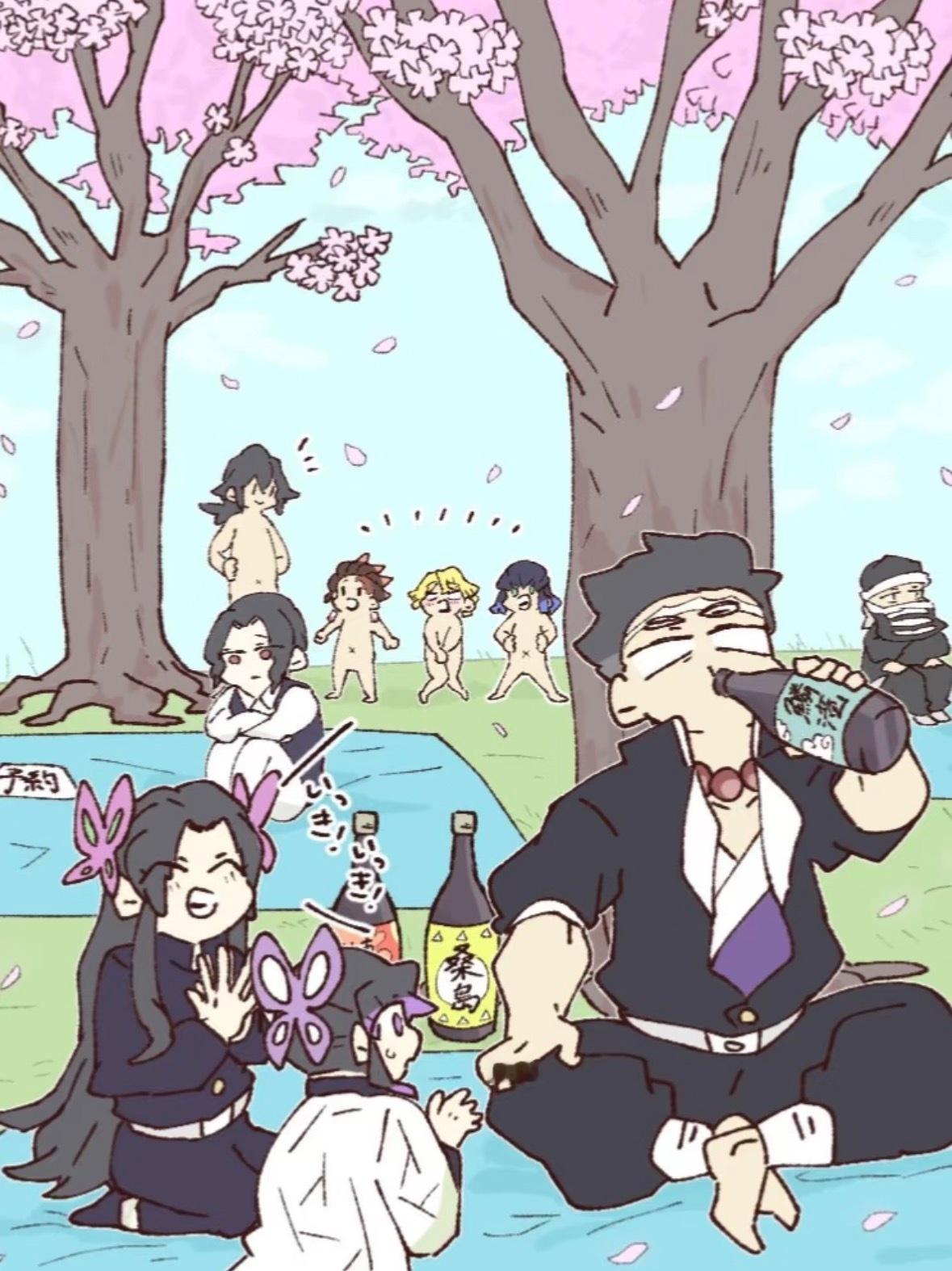 鬼灭之刃樱花季：鬼灭队成员春游赏樱花 🌸又到樱花盛开的季节了，难得的假期，灭鬼