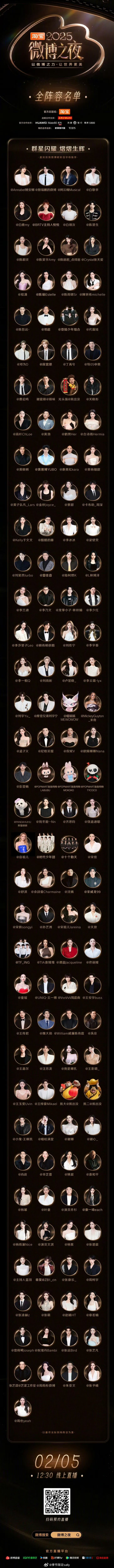 微博之夜全阵容名单，明天会很热闹了