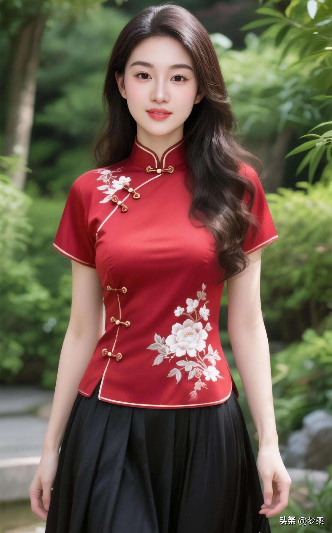 这位美女穿着旗袍，真好看！