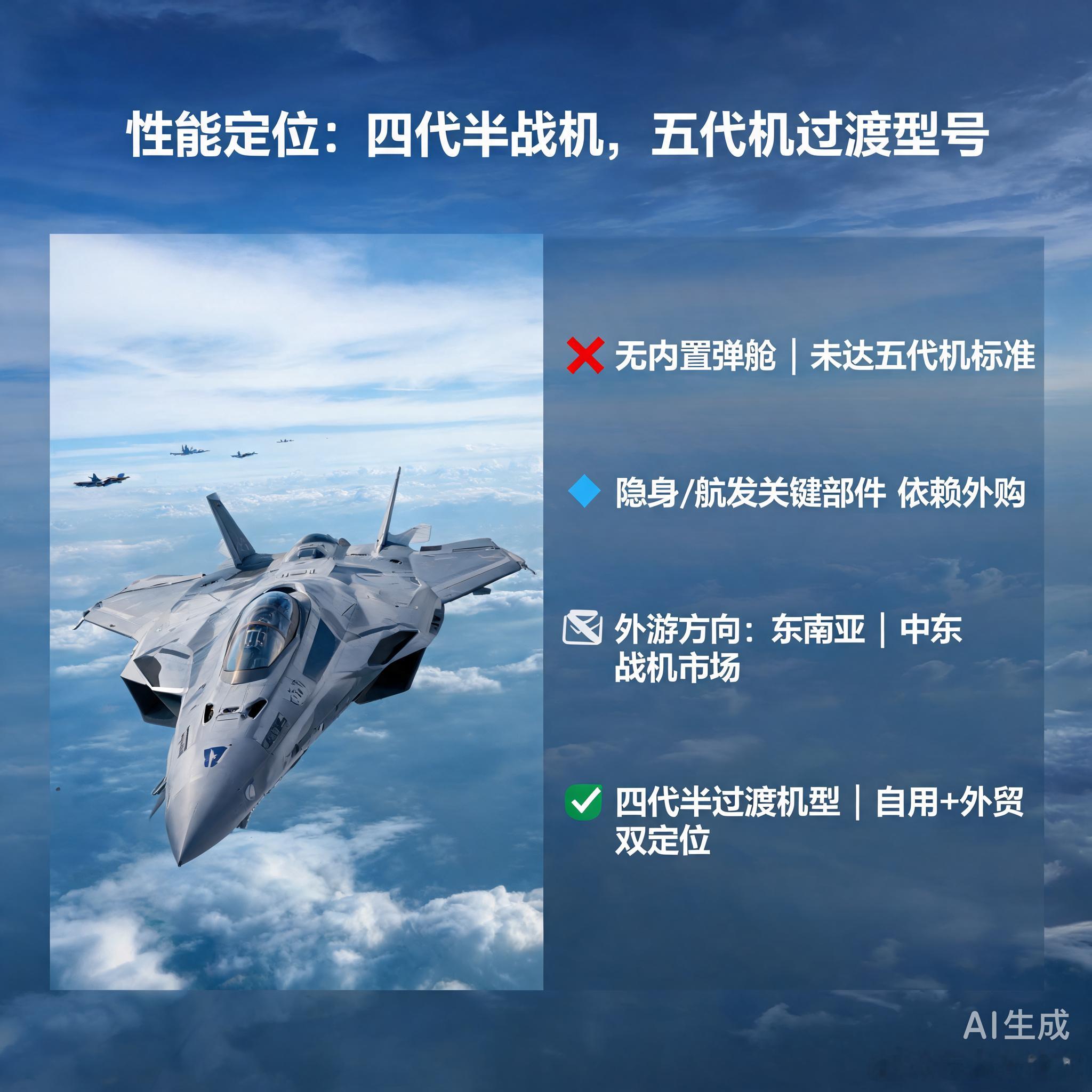 韩国KF-21「猎鹰」是韩国自研四代半隐身战机，作为韩军五代机过渡型号，首批40