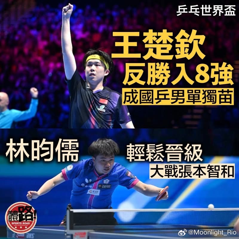 王楚钦反胜入8强成国乒男单独苗 林昀儒大战张本智和争4强【体路专讯】2026乒乓
