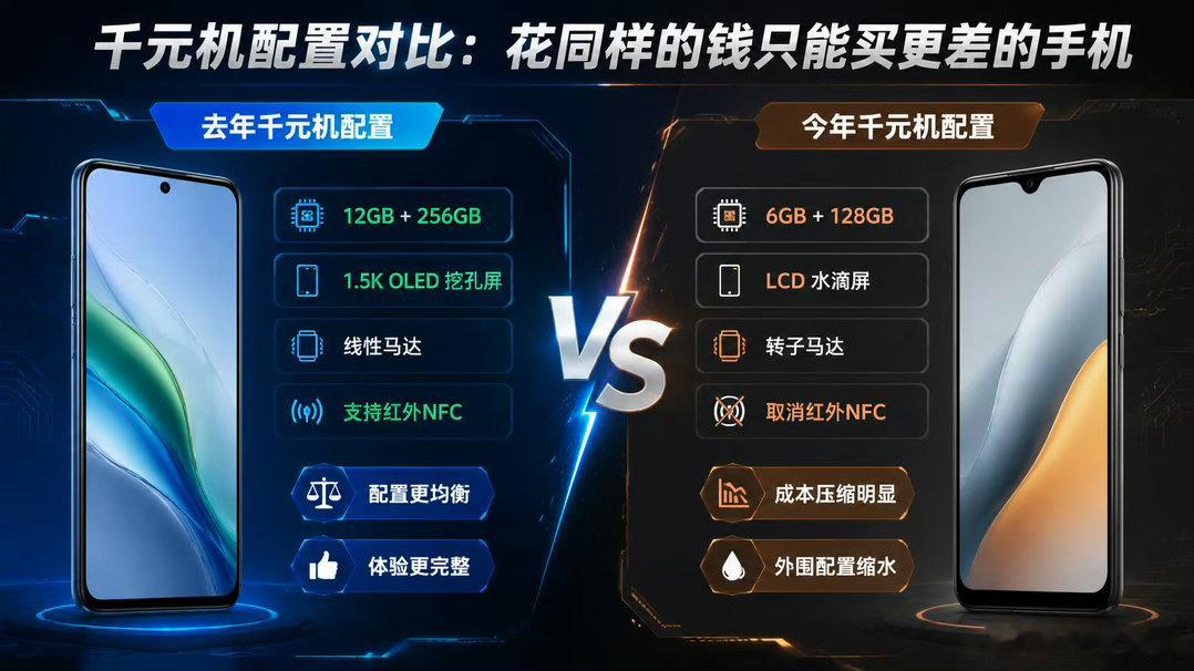 千元机将消失了吗千元机都要消失了吗？现在存储涨价带来的影响是真的很直观，单单8G