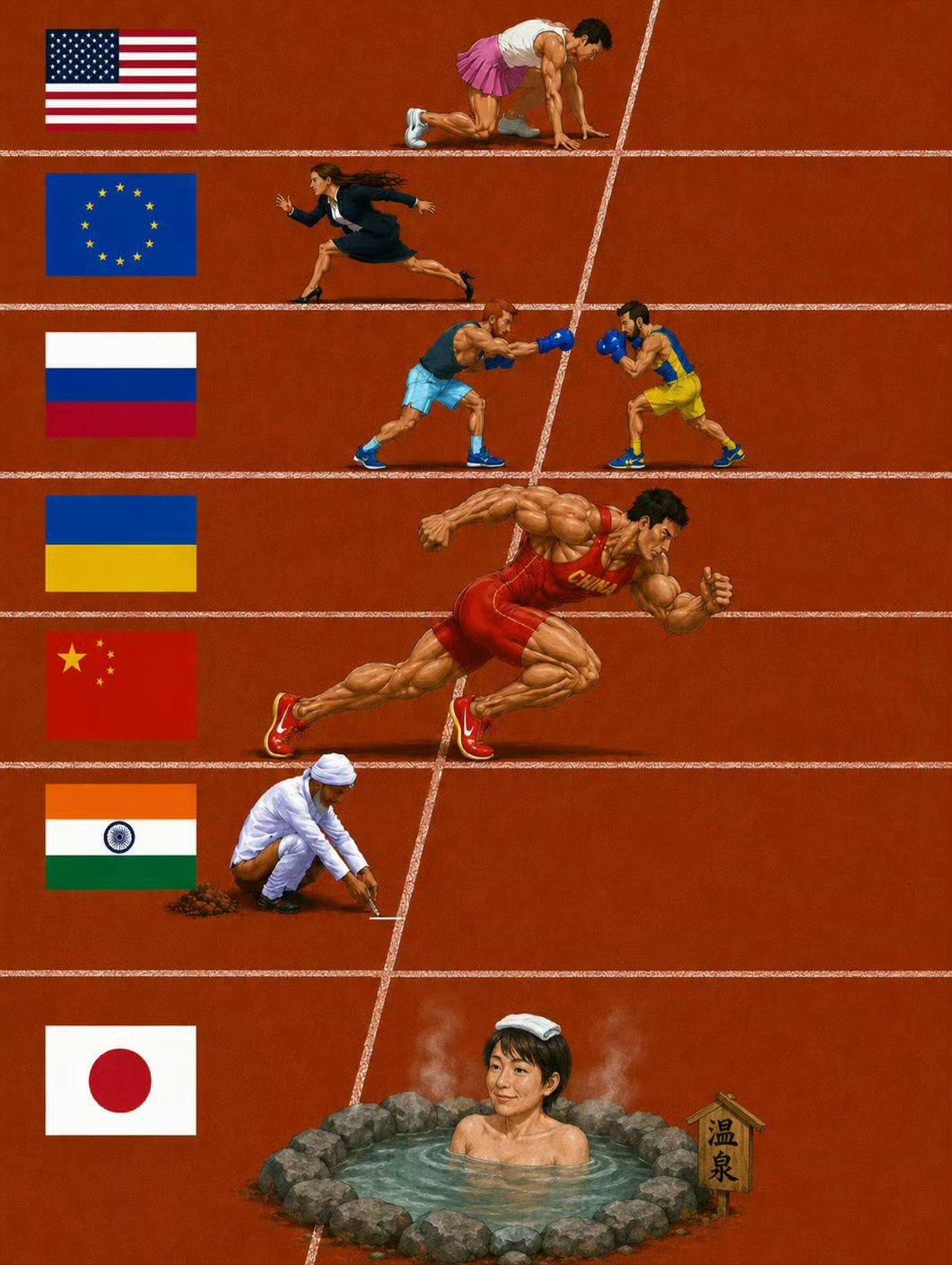 高手画的国际形势图，印度依旧“稳定发挥”……