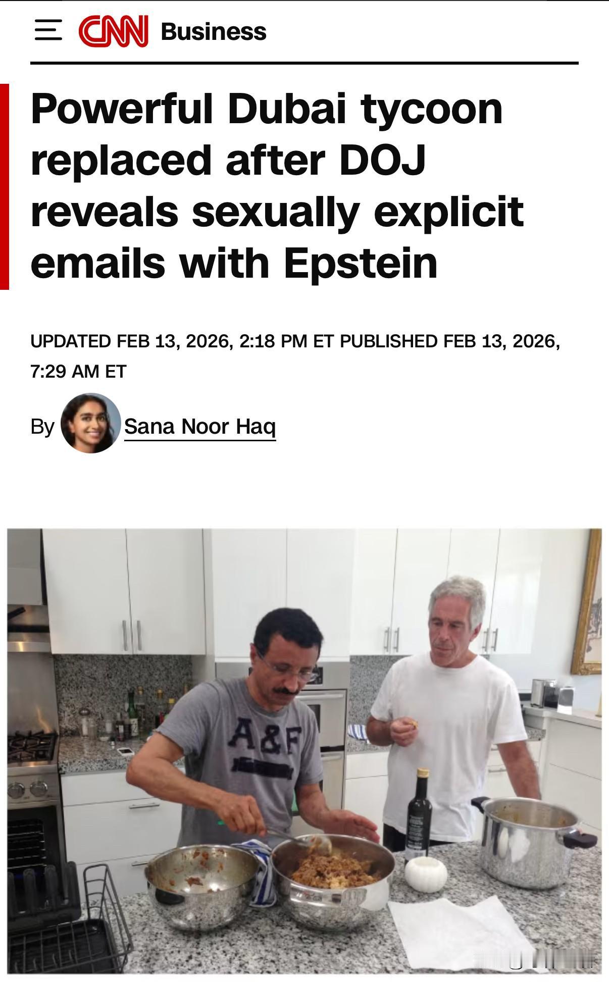 爱泼斯坦事件的风暴正在世界各地逐渐展开。
   来自阿联酋的大亨，他与已故性犯罪