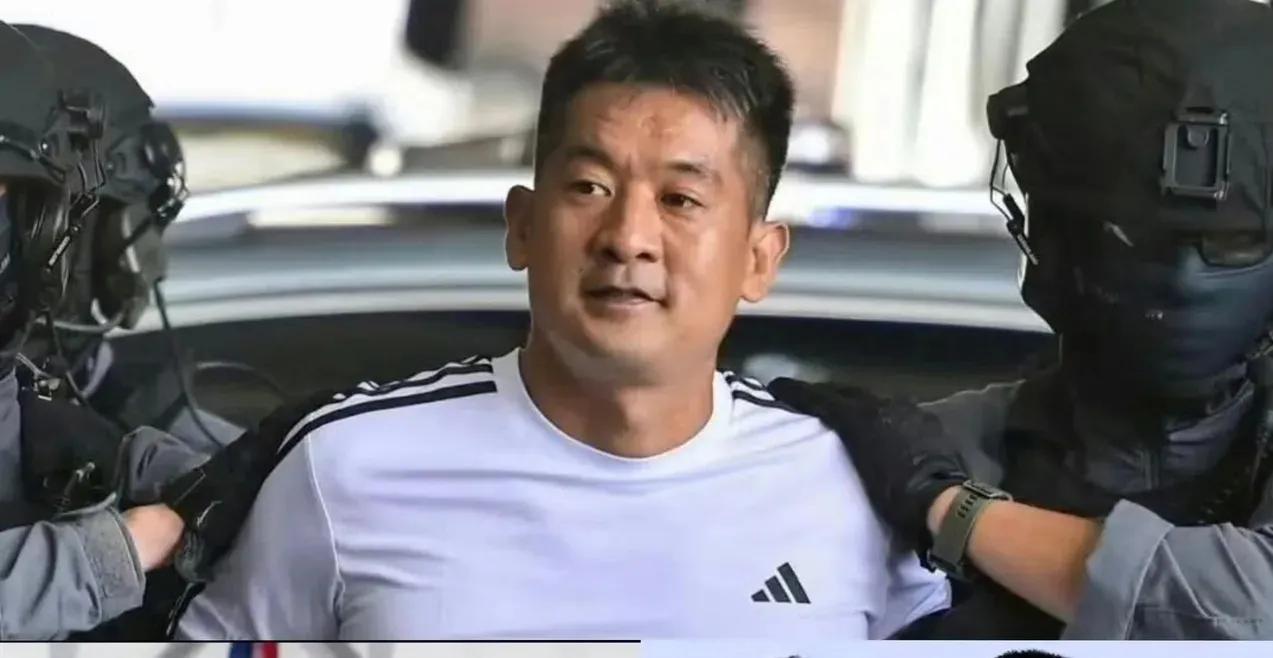 被泰国警察押送上飞机的时候，佘智江还满不在乎的，一脸笑意。
回到祖国的他，两腿发