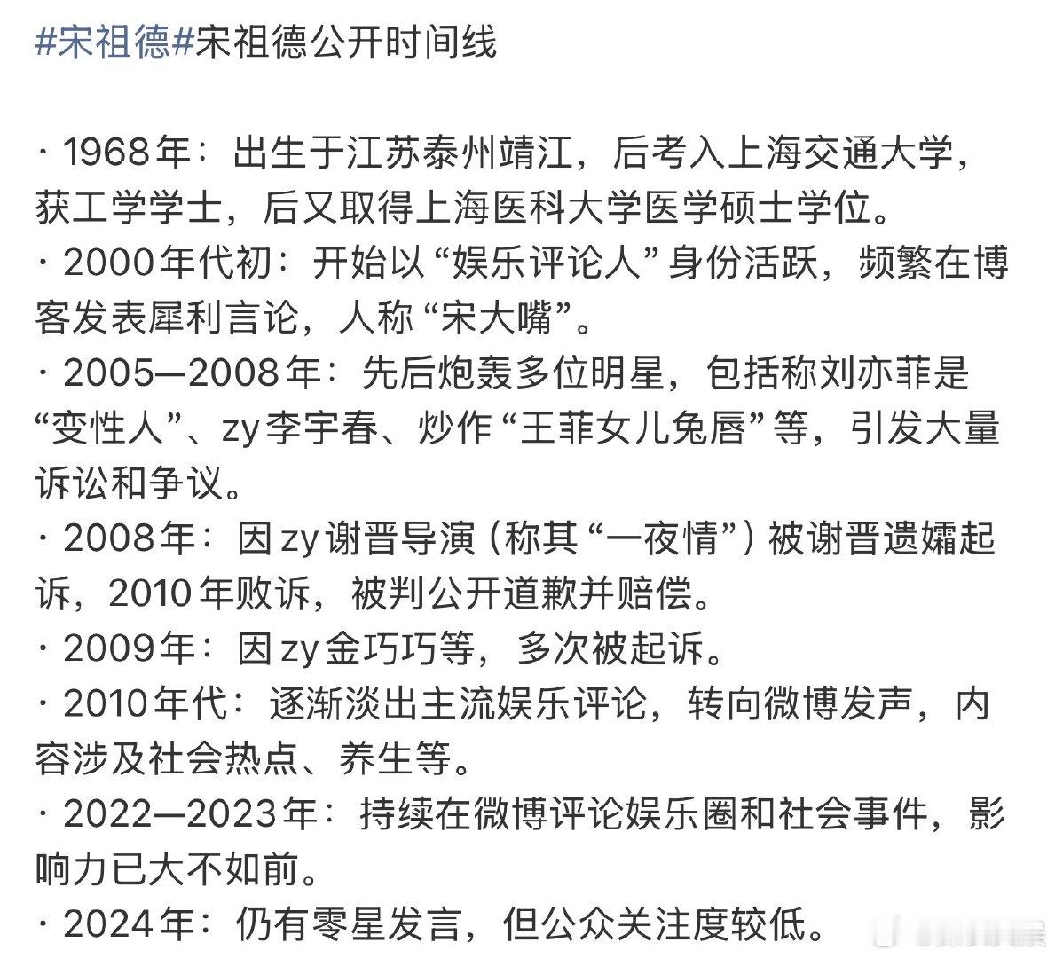 宋祖德事件时间线宋祖德时间线 宋祖德事件时间线，怎么全是造谣宋祖德 ​​​