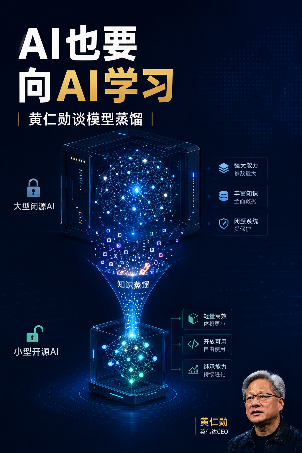 黄仁勋谈AI蒸馏：学习本就是智能的本质，不应害怕AI向AI学习近日，英伟达CEO