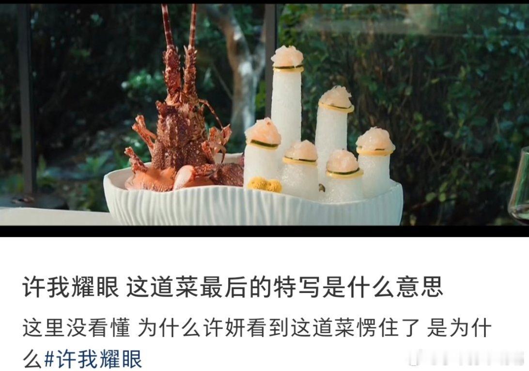 许我耀眼的一道菜的镜头也有含义！这道菜美的像一座城堡但柱子是用冰做的而冰会融化，
