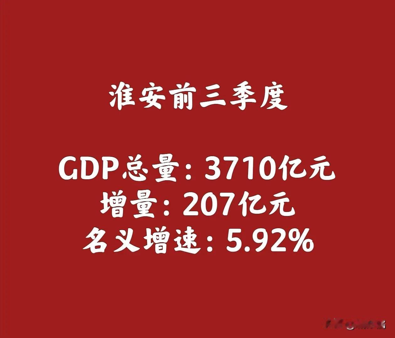 淮安并没有想象中的爆发式增长，相反增速还不如小弟宿迁，作为从淮阴分出来的地级市，