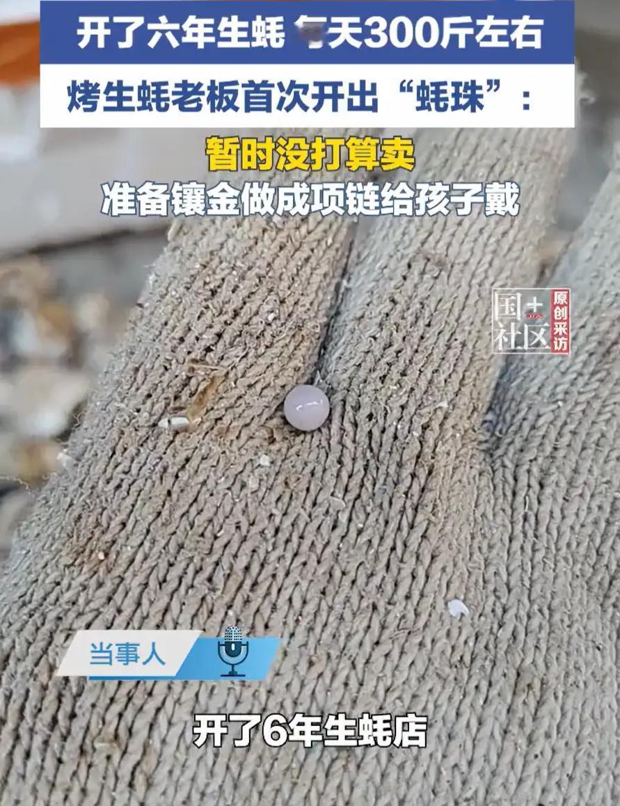 开了6年生蚝的老板首次开出“蚝珠”哇，这是什么神仙运气！开了六年生蚝才遇到一颗蚝