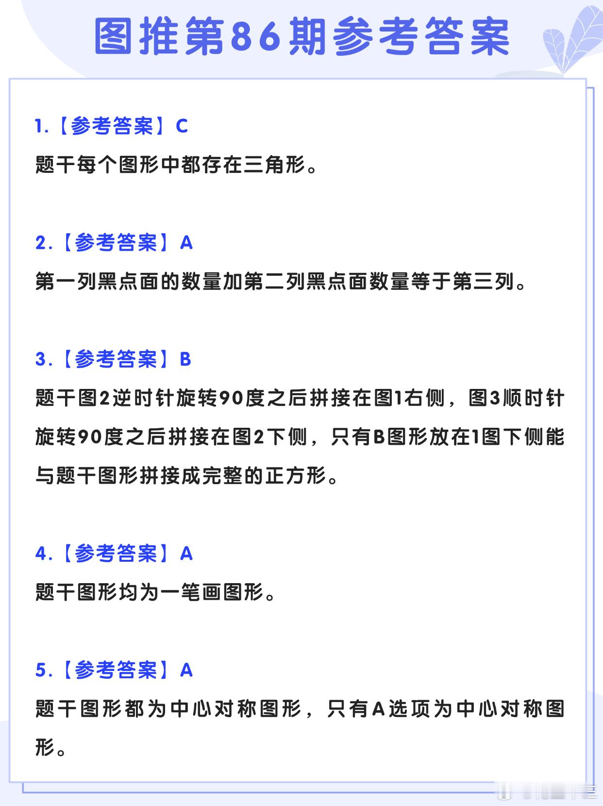 图推类比每日练习第86期参考答案图推难度：☆☆类比难度：☆☆事业单位事业单位联考